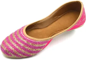 Chandrakala Bridal Mojaris for Women Flats Punjabi Jutti Pink (WF150-P)
