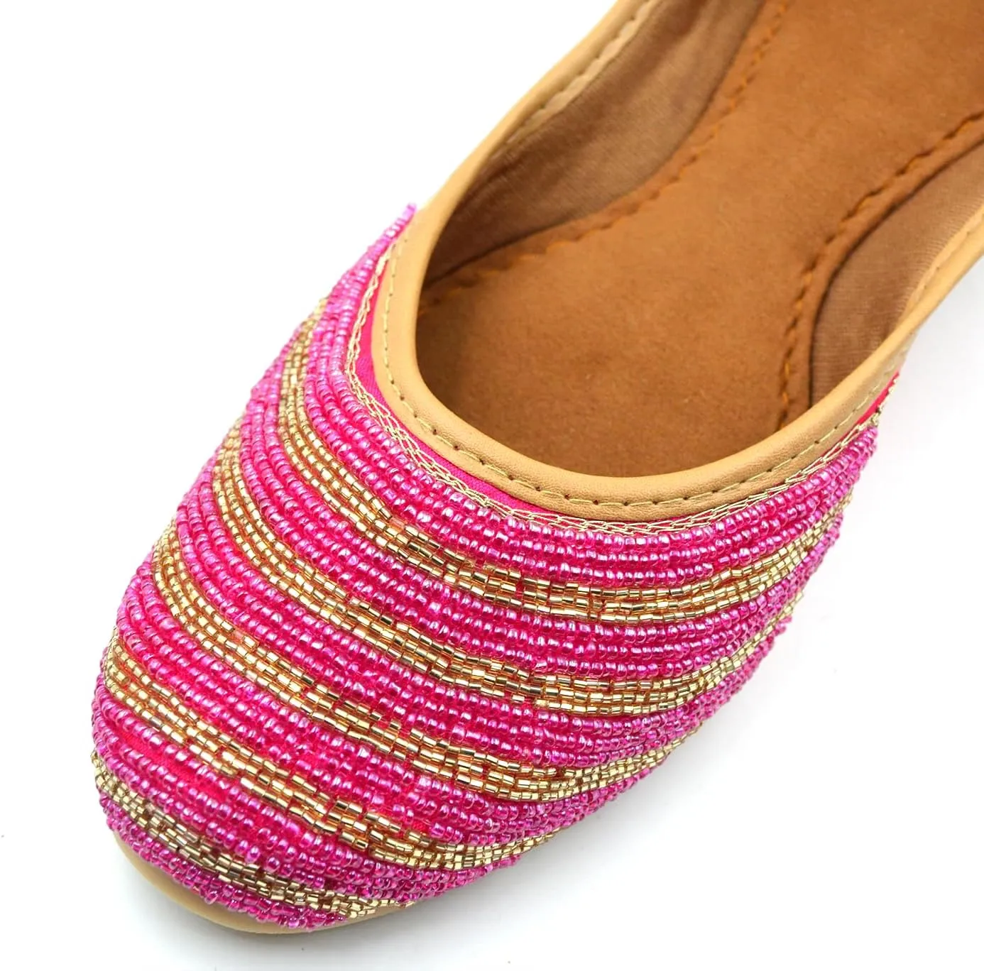 Chandrakala Bridal Mojaris for Women Flats Punjabi Jutti Pink (WF150-P)