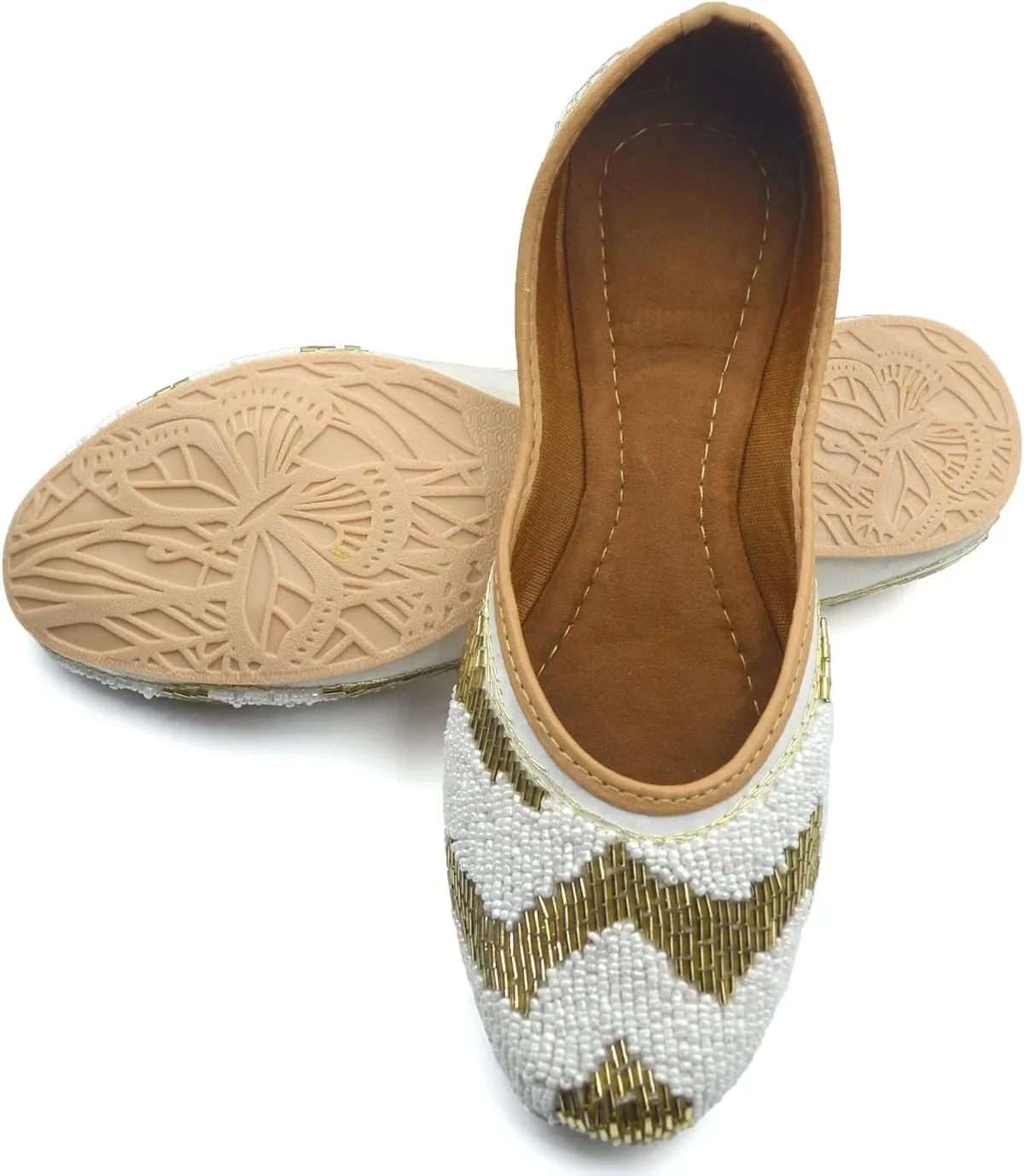 Chandrakala Bridal Mojaris for Women Flats Punjabi Jutti Pink (WF150-P)