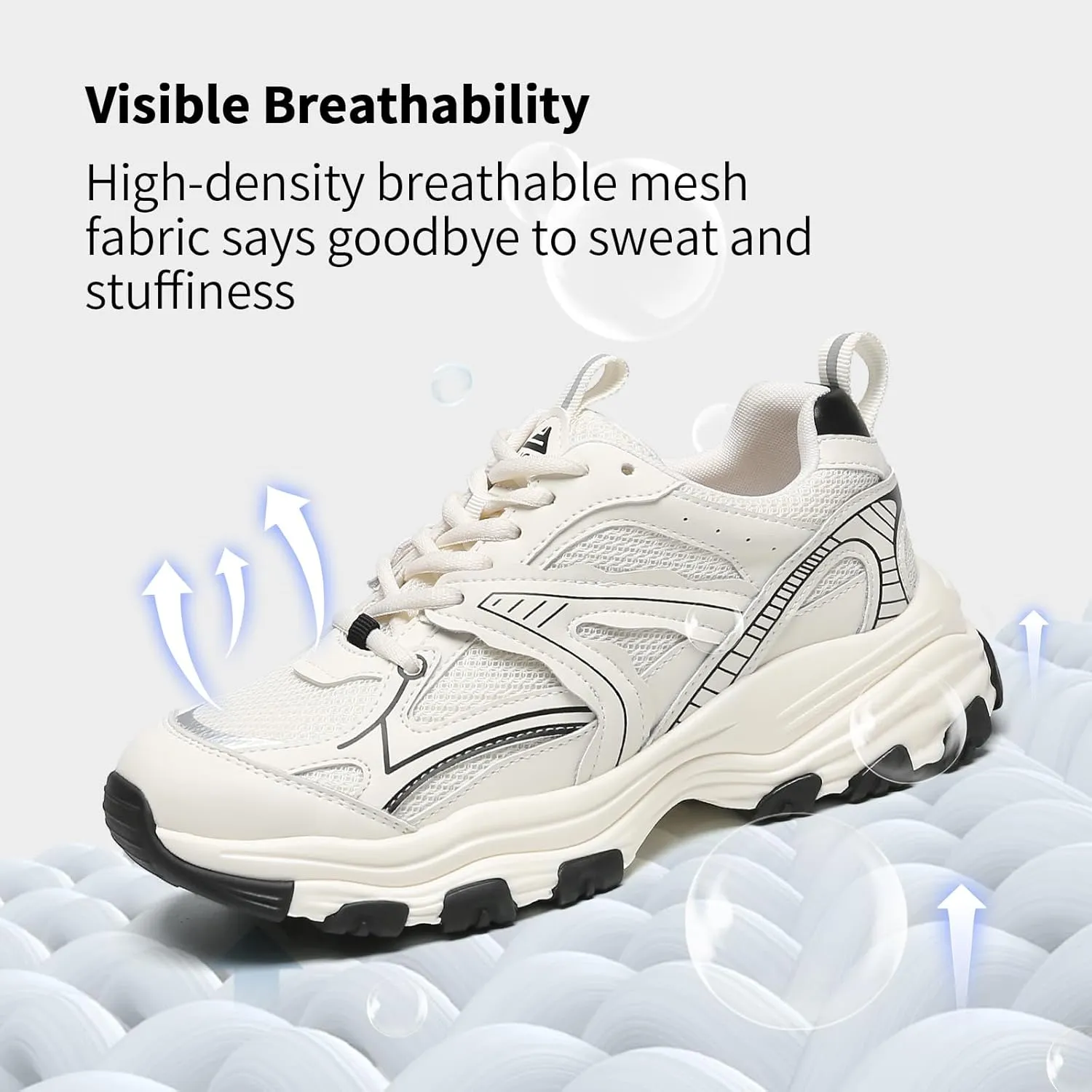 Chunky Sneakers for Women Lace Up Fashion Walking Shoes Platform Casual Running Shoes Silver Tennis Shoes