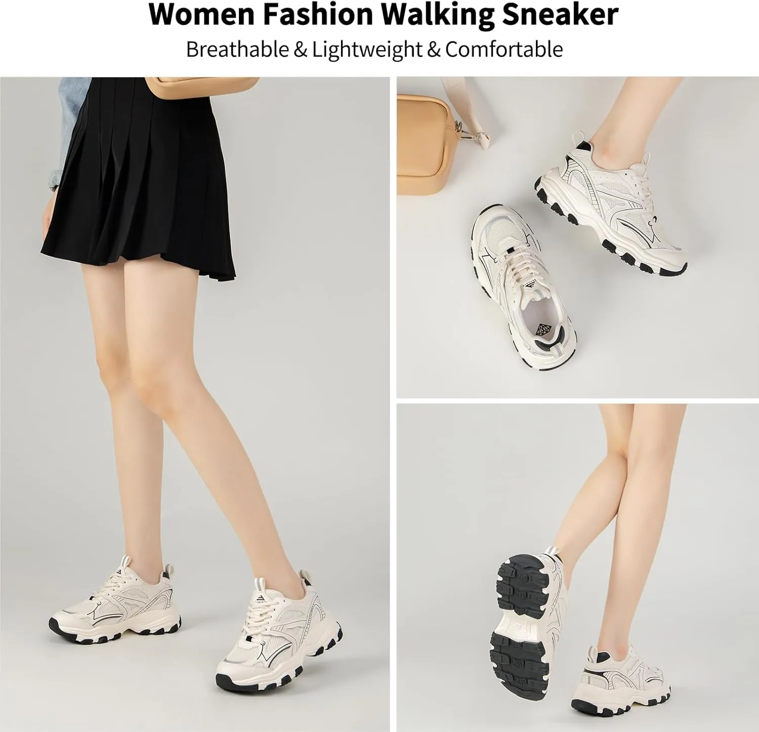 Chunky Sneakers for Women Lace Up Fashion Walking Shoes Platform Casual Running Shoes Silver Tennis Shoes