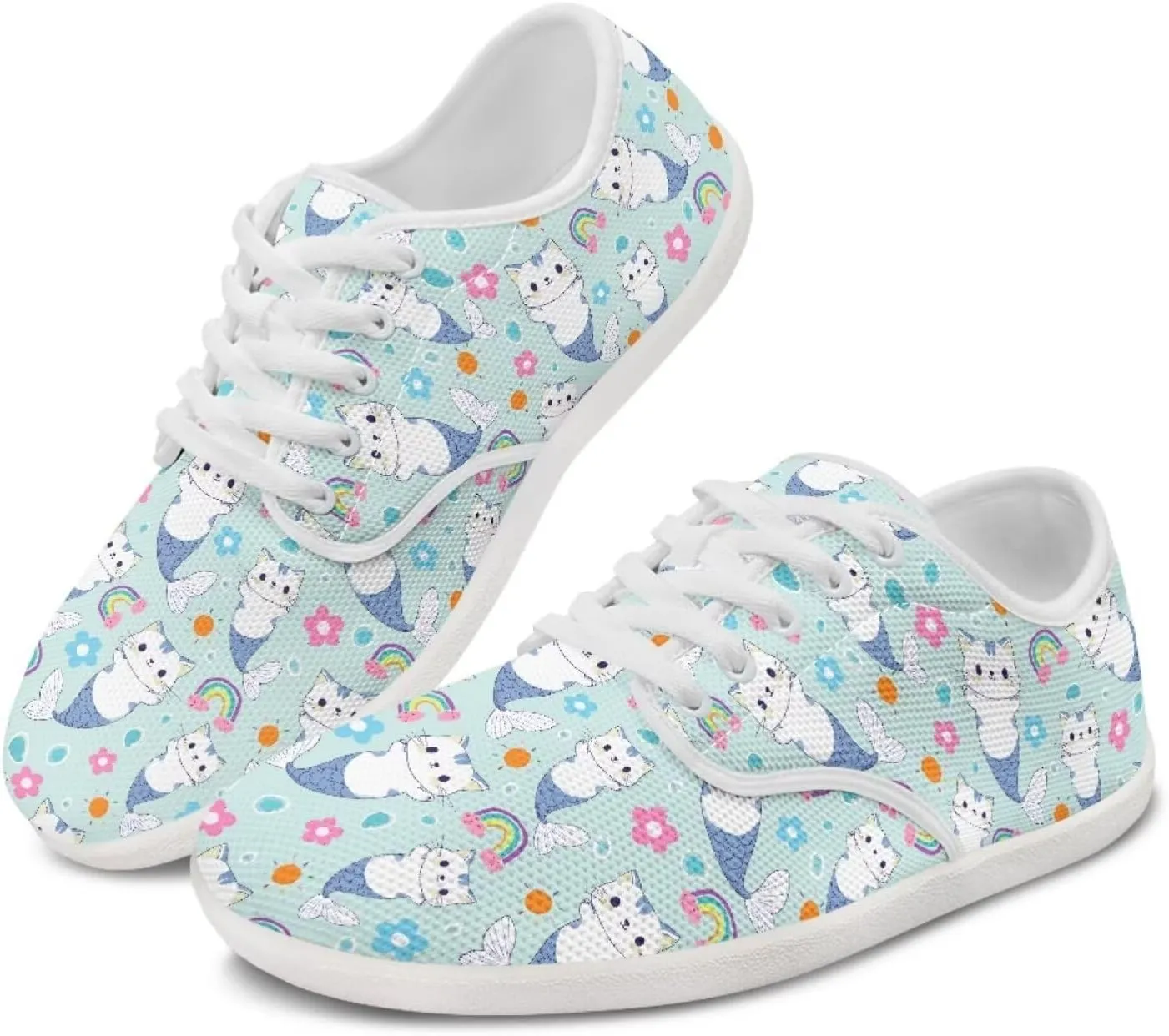 Coloranimal Barefoot Shoes Women Wide Toe Box Shoes Sneakers for Women Walking Shoes Zero Drop Shoes Lace Up Sports Shoes Fashion Sneakers