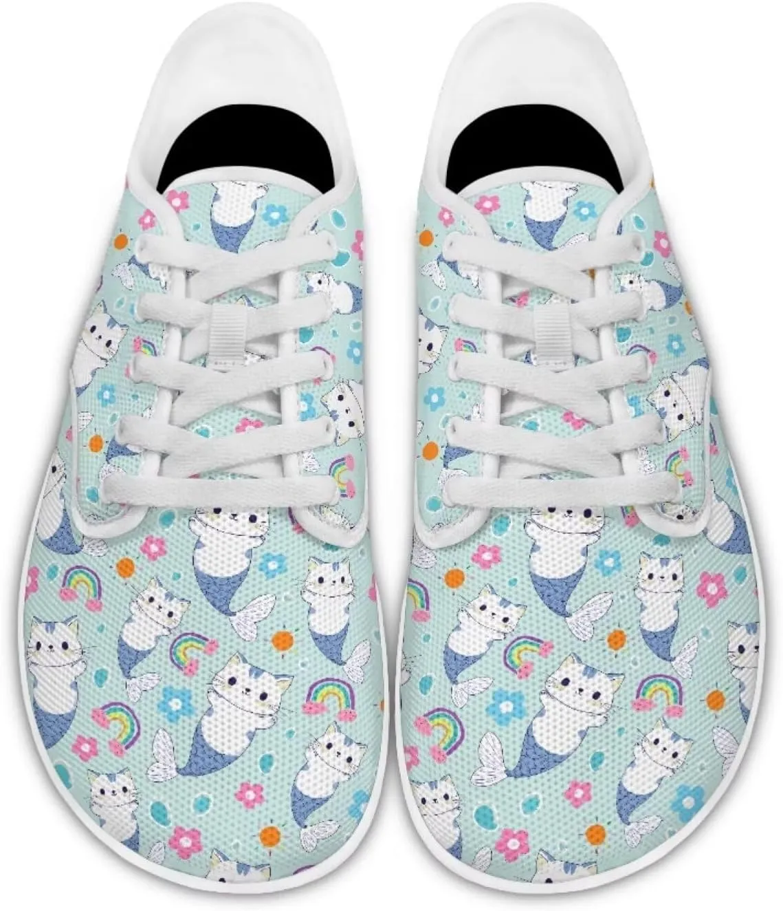 Coloranimal Barefoot Shoes Women Wide Toe Box Shoes Sneakers for Women Walking Shoes Zero Drop Shoes Lace Up Sports Shoes Fashion Sneakers