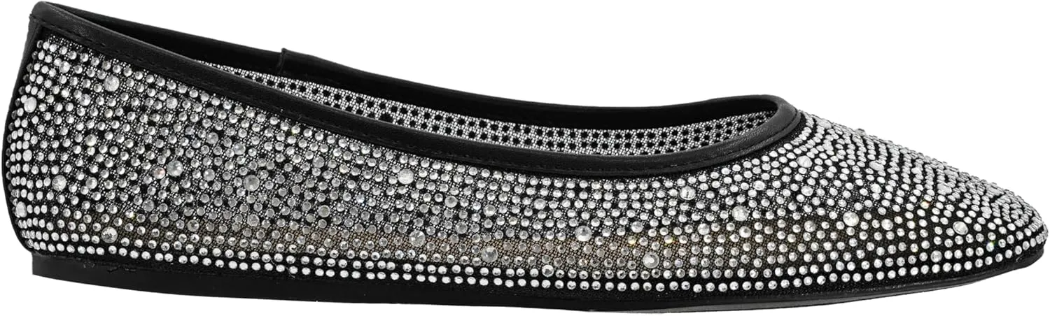 Corkys Footwear Hey Girl It's A Vibe Slip-on Ballerina Flat - Rhinestone Mesh Body, Closed Toe, Breathable and Lightweight Elegance, Comfortable and Lightly Cushioned Insoles