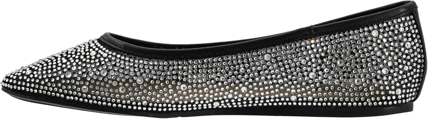 Corkys Footwear Hey Girl It's A Vibe Slip-on Ballerina Flat - Rhinestone Mesh Body, Closed Toe, Breathable and Lightweight Elegance, Comfortable and Lightly Cushioned Insoles