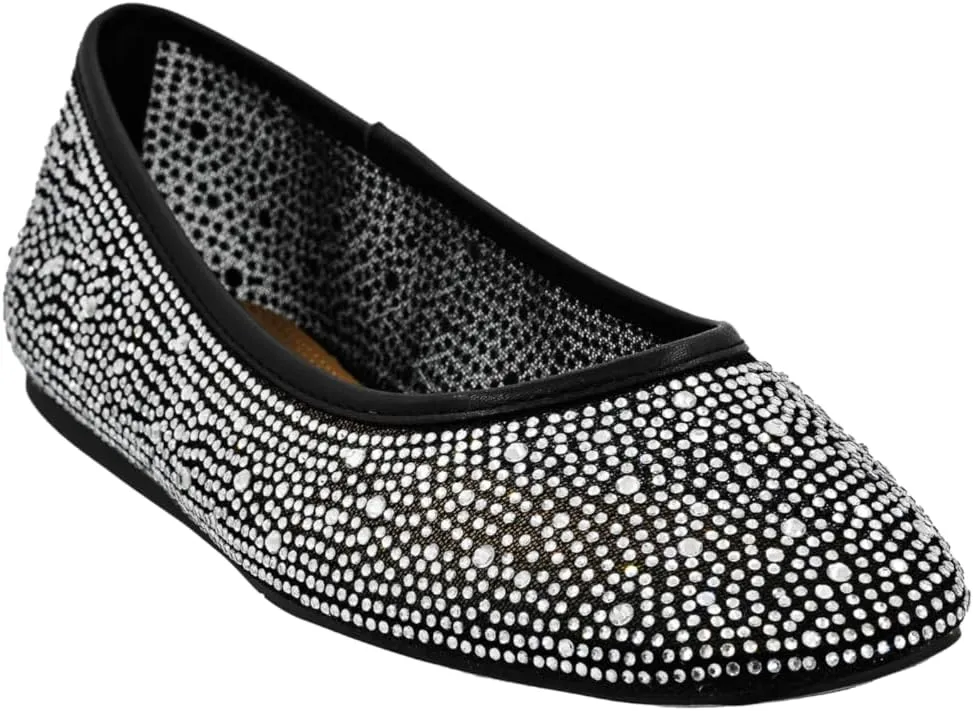 Corkys Footwear Hey Girl It's A Vibe Slip-on Ballerina Flat - Rhinestone Mesh Body, Closed Toe, Breathable and Lightweight Elegance, Comfortable and Lightly Cushioned Insoles