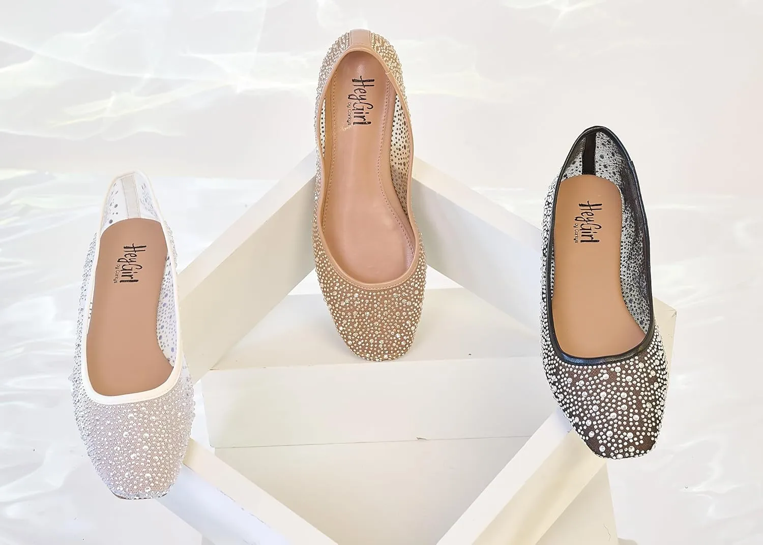Corkys Footwear Hey Girl It's A Vibe Slip-on Ballerina Flat - Rhinestone Mesh Body, Closed Toe, Breathable and Lightweight Elegance, Comfortable and Lightly Cushioned Insoles