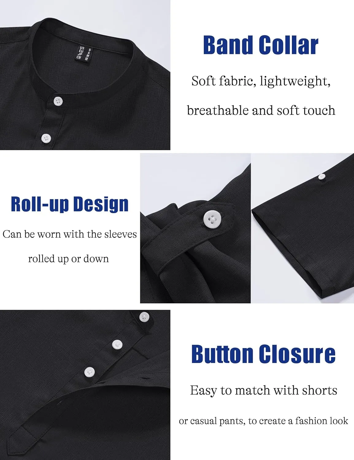Cotrasen Mens Henley Short Sleeve Shirts Casual Hippie Summer Beach Tops Banded Collar Button Tshirts 2025