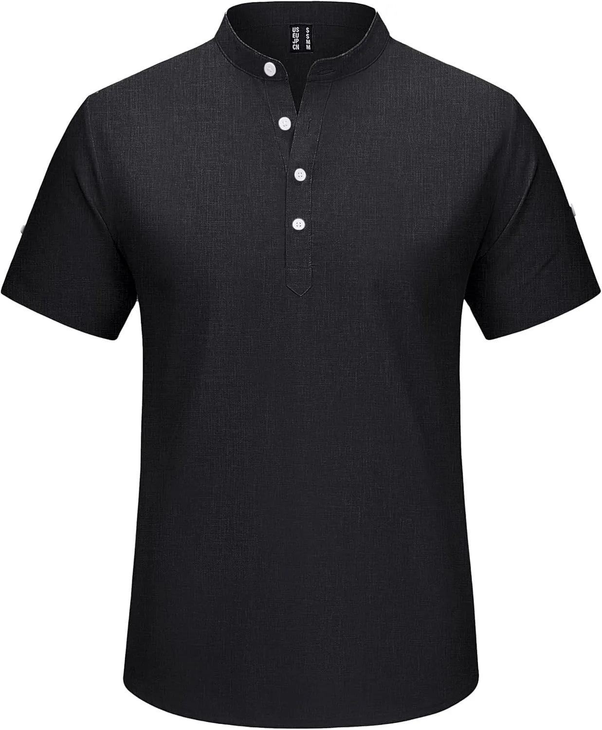 Cotrasen Mens Henley Short Sleeve Shirts Casual Hippie Summer Beach Tops Banded Collar Button Tshirts 2025