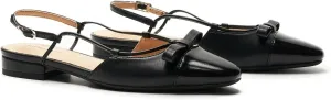 C.Paravano Women's Almond Toe Slingback Flats with Cap, Stylish Comfort Flats for Casual, Dressy, Office Wear