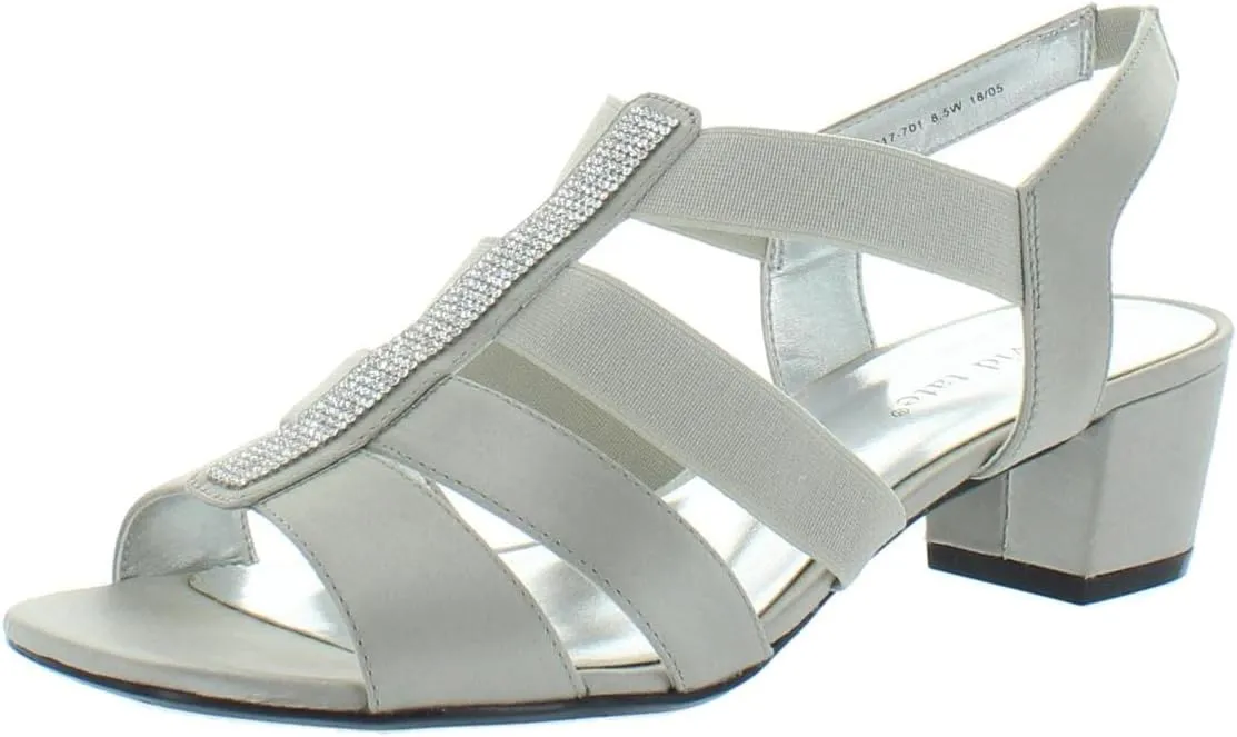 David Tate Womens Eve Satin Embellished Slingback Sandals