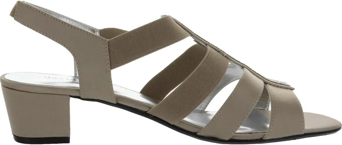 David Tate Womens Eve Satin Embellished Slingback Sandals