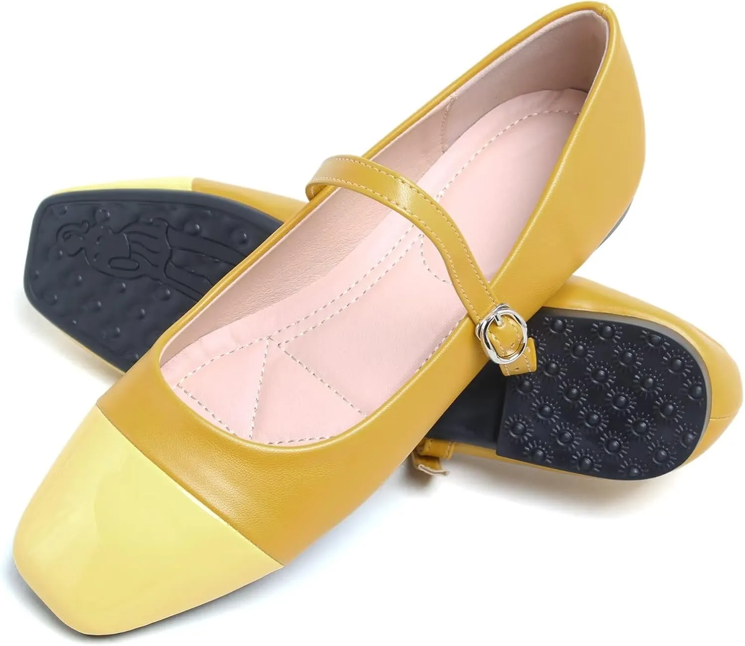 Dear Time Mary Jane Flats for Women Ballets Flats Strap Shoes Dressy Comfortable Square Toe Mary Jane Buckle Flats Shoes