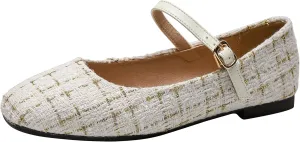 Dear Time Mary Jane Flats for Women Ballets Flats Strap Shoes Dressy Comfortable Square Toe Mary Jane Buckle Flats Shoes