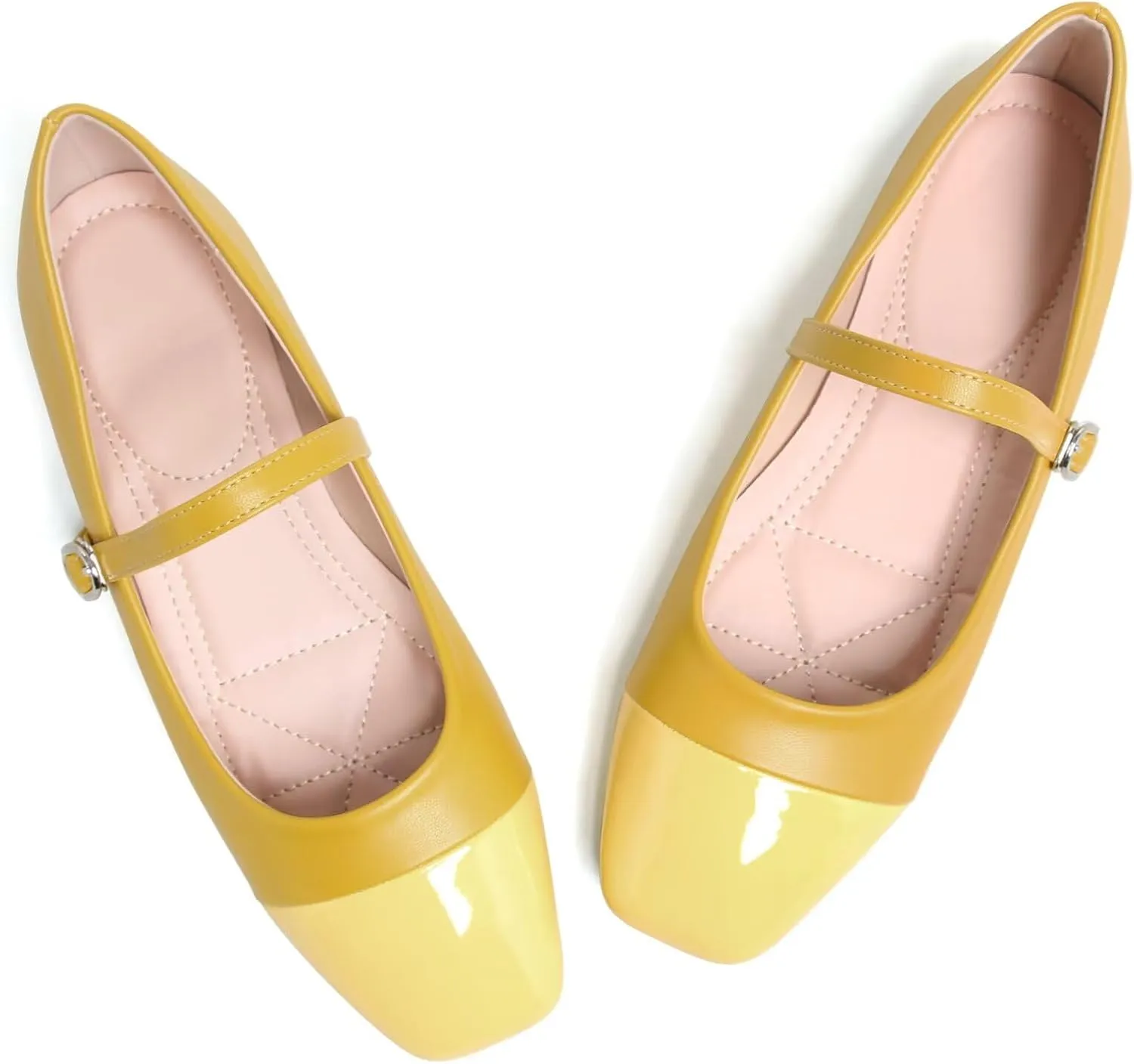 Dear Time Mary Jane Flats for Women Ballets Flats Strap Shoes Dressy Comfortable Square Toe Mary Jane Buckle Flats Shoes