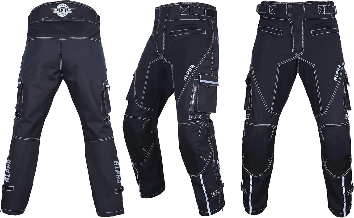 Dirt Bike Motocross Motorcycle Pants for Men hi Vis Armor Riding Racing Dual Sports overpants ATV mx BMX (Black, Waist 42"-44" Inseam 30")