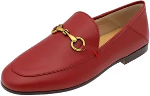Divanne Loafers for Women, Womens Loafer Flats Gold Chain Penny Loafers Slip On Fur Loafer Mules-Red-10M US