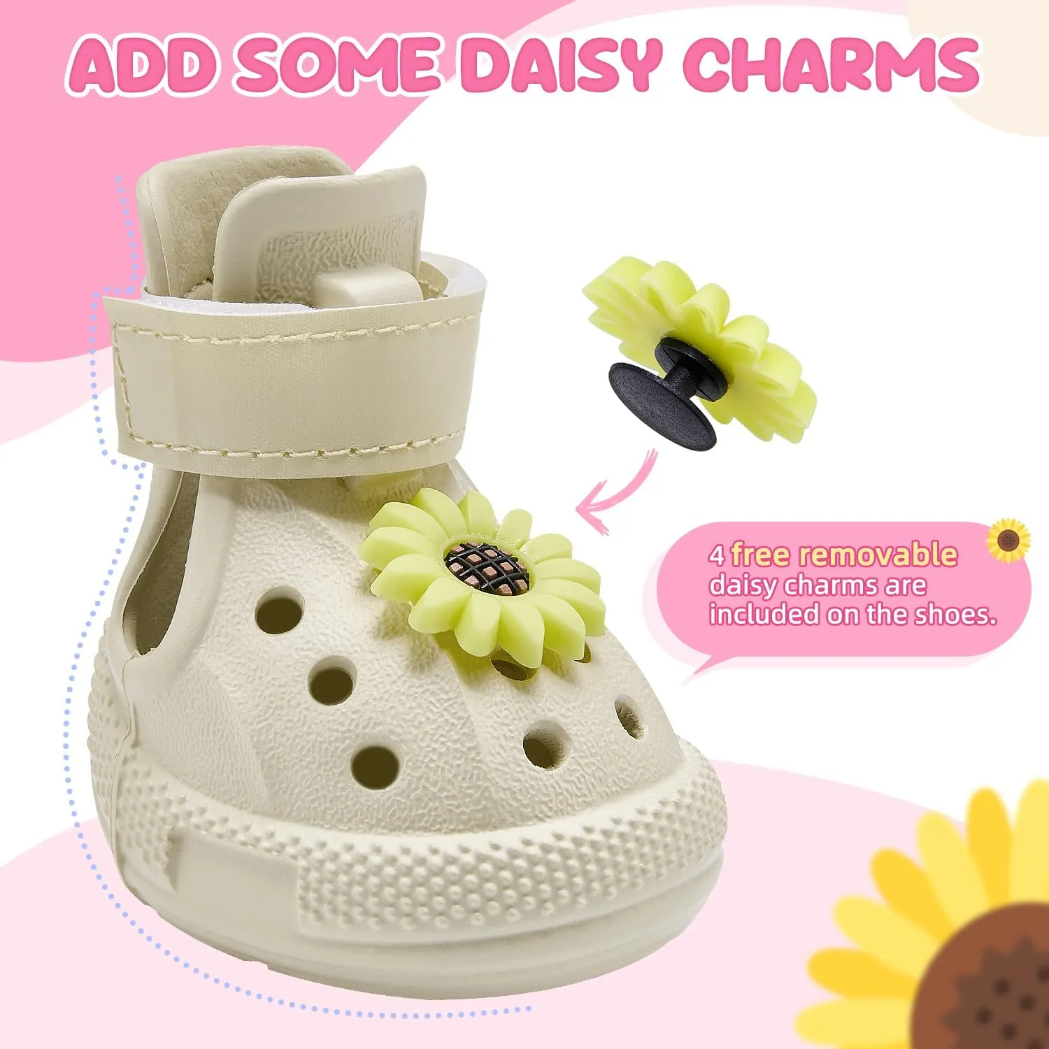 Dog Shoes for Hot Pavement - Breathable Dog Sandals with Non Slip Soles & Reflective Straps, Easy ON & Off, Easy-Clean Summer Outdoor Pet Boots for Small Medium Large Dogs, Beige, 1