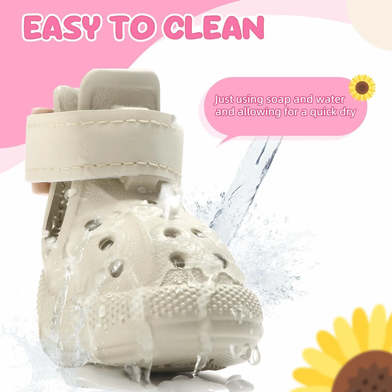 Dog Shoes for Hot Pavement - Breathable Dog Sandals with Non Slip Soles & Reflective Straps, Easy ON & Off, Easy-Clean Summer Outdoor Pet Boots for Small Medium Large Dogs, Beige, 1