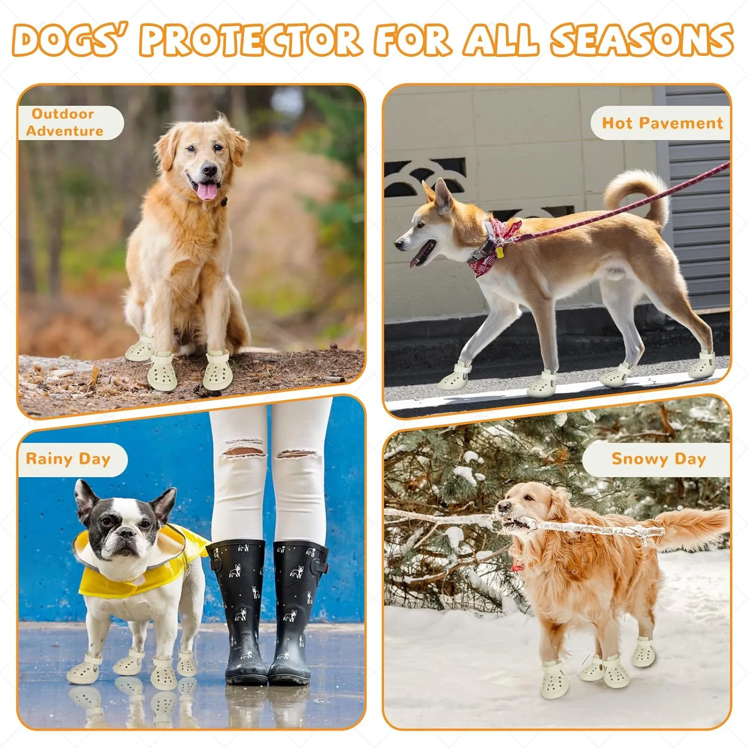 Dog Shoes for Medium Large Size, Breathable Dog Shoe for Hot Pavement, Dog Booties and Paw Protectors, Non-Slip Waterproof Dog Sandals Boots with Reflective for Rain, Summer, Hiking, Snow (Size 3)