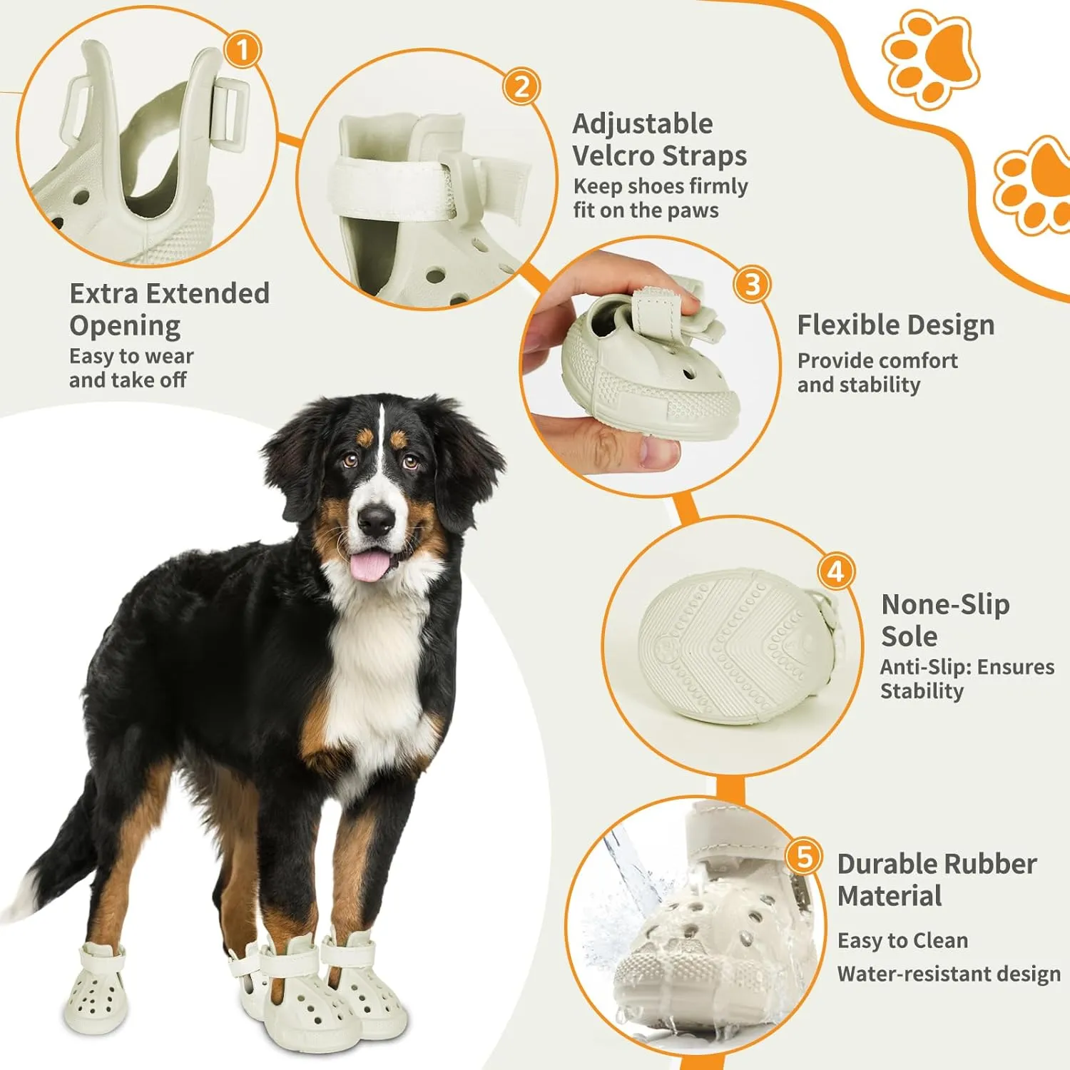 Dog Shoes for Medium Large Size, Breathable Dog Shoe for Hot Pavement, Dog Booties and Paw Protectors, Non-Slip Waterproof Dog Sandals Boots with Reflective for Rain, Summer, Hiking, Snow (Size 3)