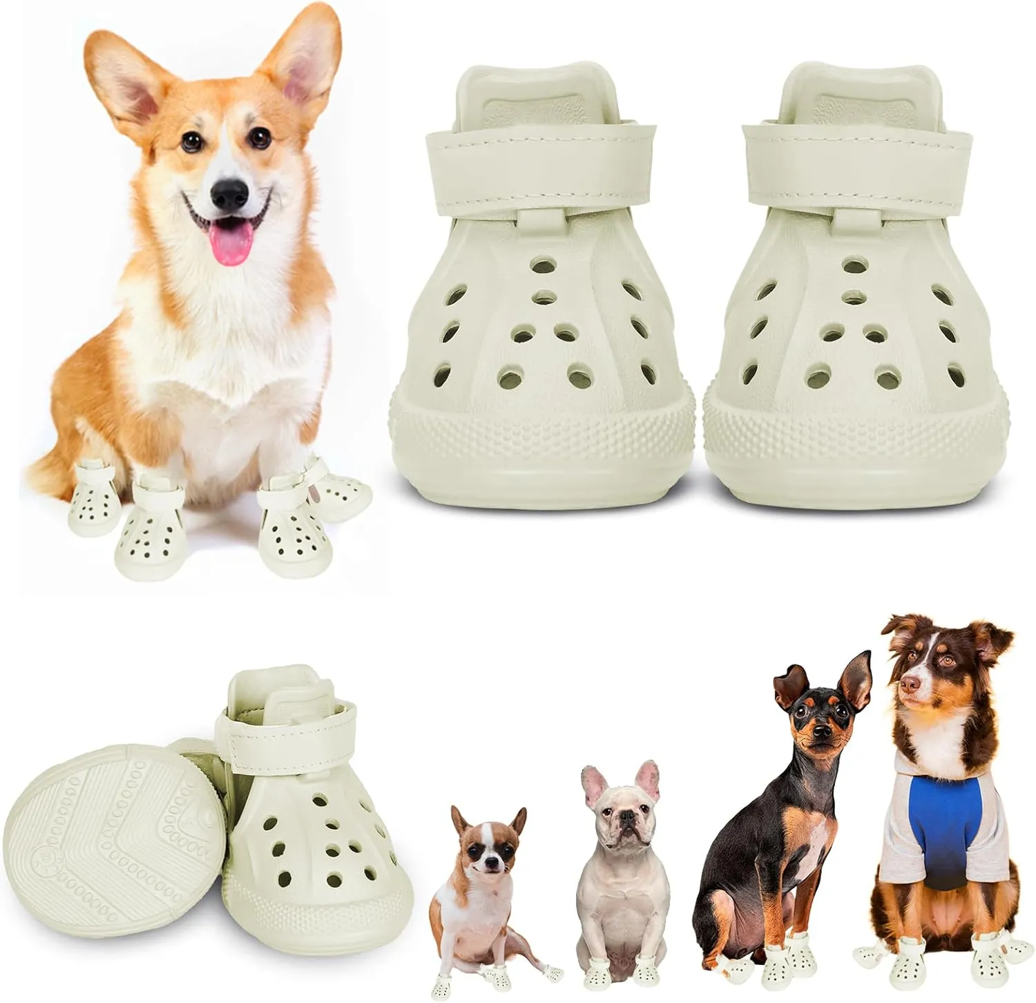 Dog Shoes for Medium Large Size, Breathable Dog Shoe for Hot Pavement, Dog Booties and Paw Protectors, Non-Slip Waterproof Dog Sandals Boots with Reflective for Rain, Summer, Hiking, Snow (Size 3)