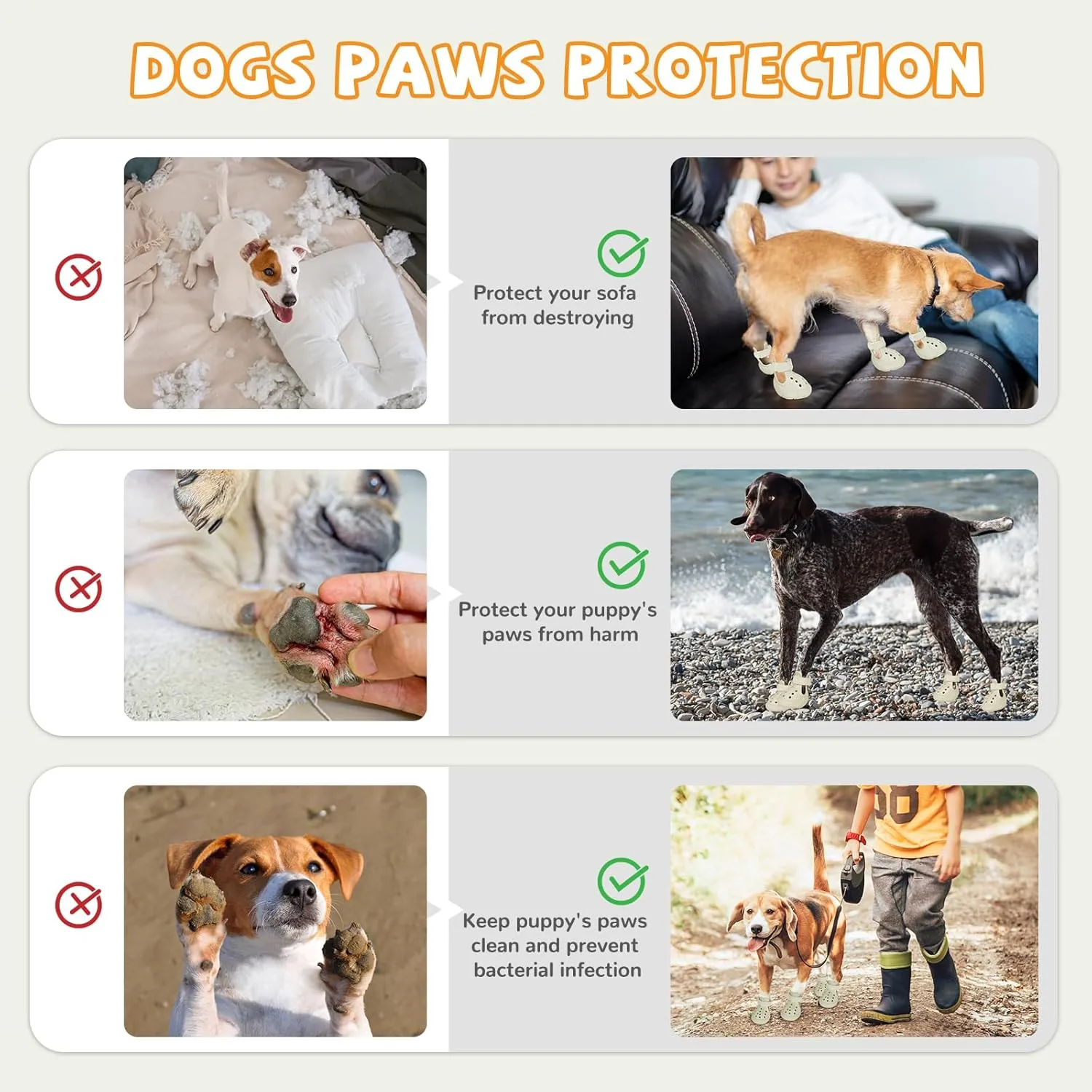Dog Shoes for Medium Large Size, Breathable Dog Shoe for Hot Pavement, Dog Booties and Paw Protectors, Non-Slip Waterproof Dog Sandals Boots with Reflective for Rain, Summer, Hiking, Snow (Size 3)