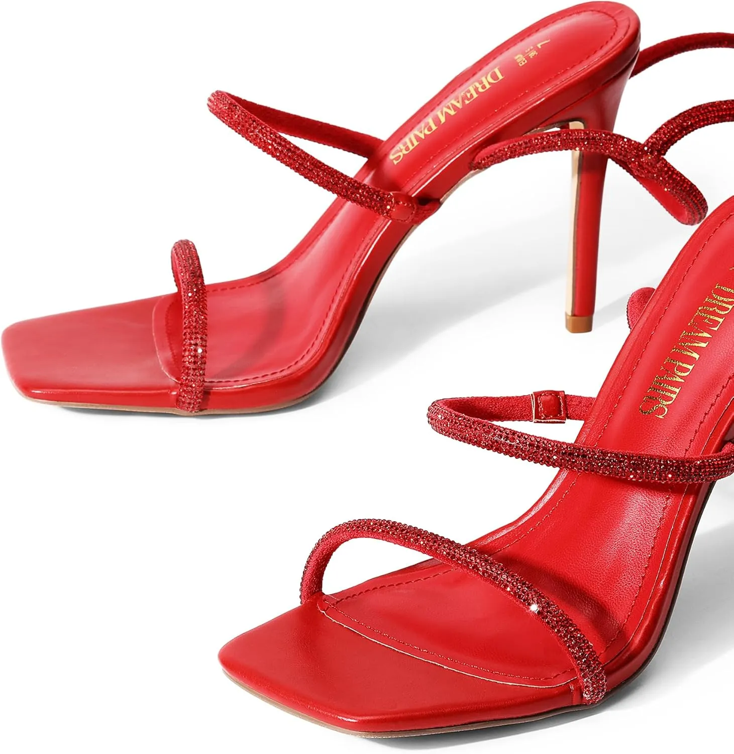 DREAM PAIRS High Heels Stilettos for Women - Strappy Gladiator Sexy Square Toe Open Toe Dressy Pumps Sandals