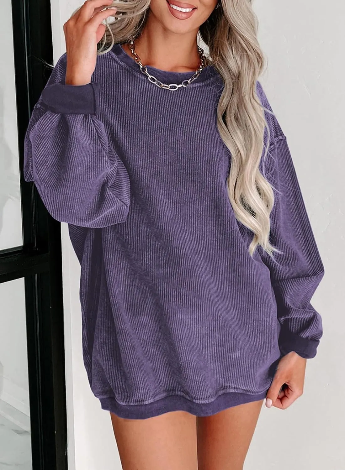 Eytino Women Plus Size Sweatshirts Long Sleeve Crew Neck Casual Oversized Soft Pullover Tops Shirts(1X-5X)