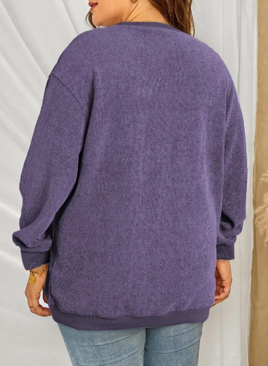Eytino Women Plus Size Sweatshirts Long Sleeve Crew Neck Casual Oversized Soft Pullover Tops Shirts(1X-5X)