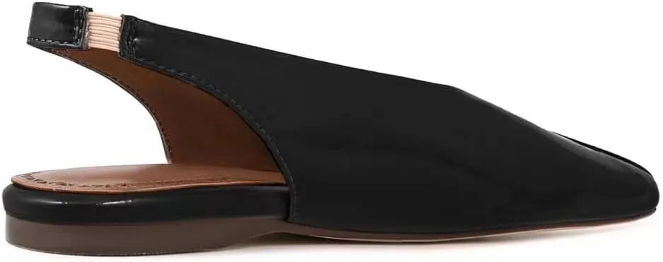 Fandimeier Women's Squared Toe Slingback Flats Ballet Leather Upper Mary Jane Flat Casual Dressy Fashion Shoes