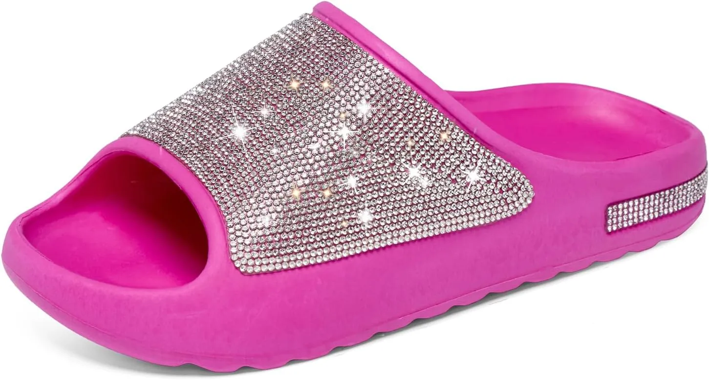 Fashion Crystal Slides for Women Summer Bling Sandals for Girls Women's Diamond Slippers with Glitter