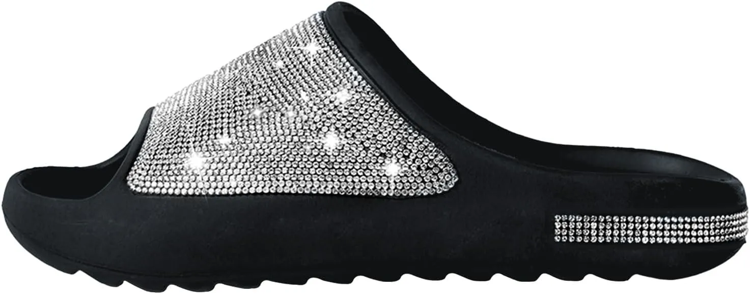 Fashion Crystal Slides for Women Summer Bling Sandals for Girls Women's Diamond Slippers with Glitter