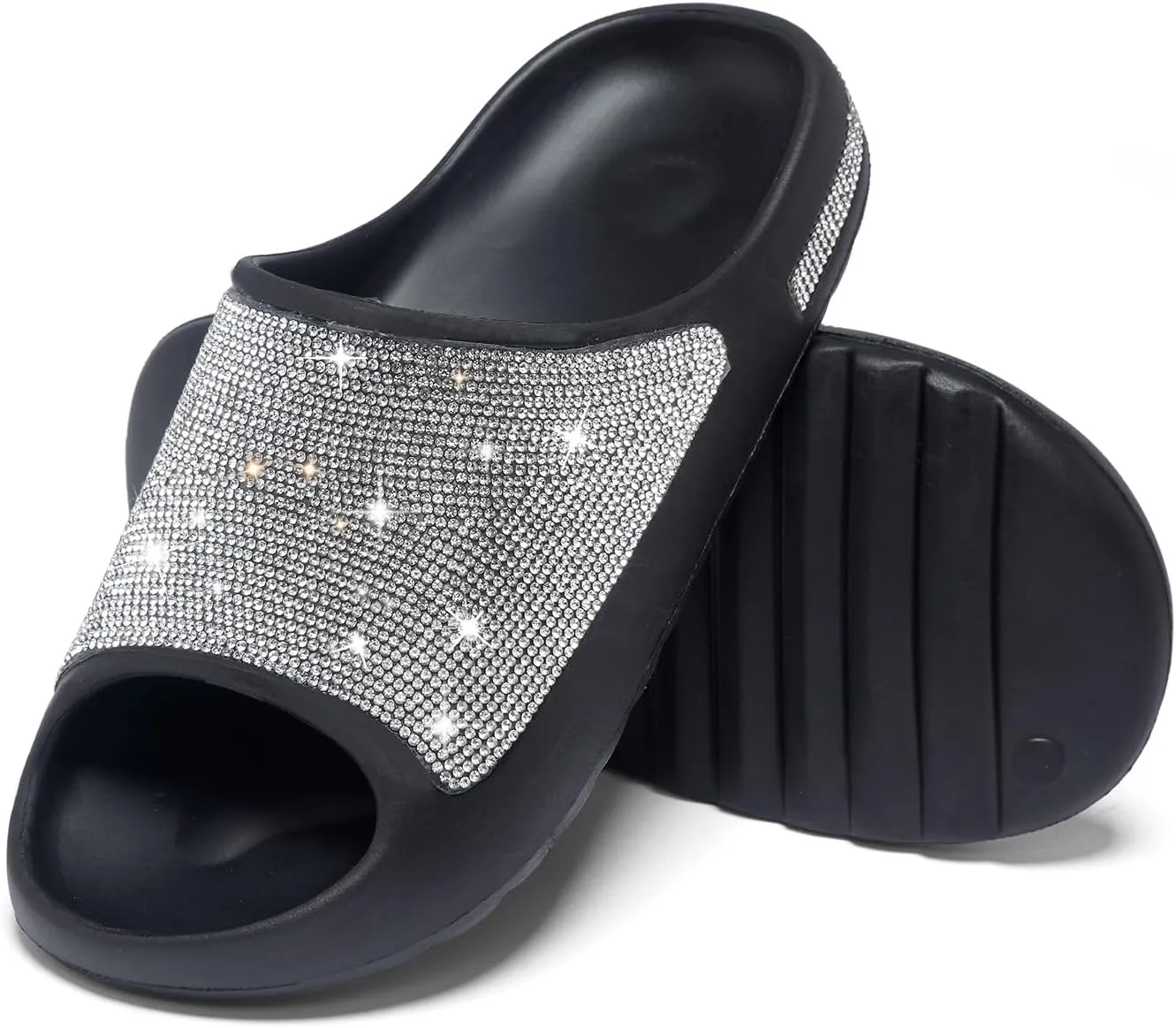 Fashion Crystal Slides for Women Summer Bling Sandals for Girls Women's Diamond Slippers with Glitter