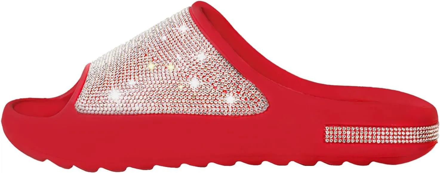 Fashion Crystal Slides for Women Summer Bling Sandals for Girls Women's Diamond Slippers with Glitter