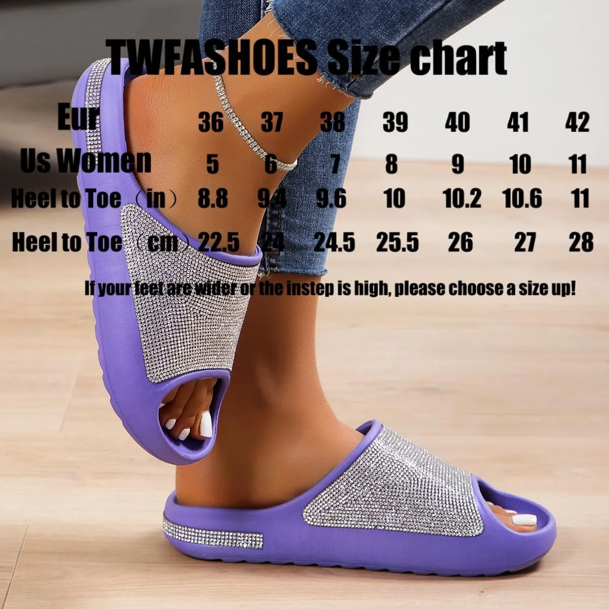 Fashion Crystal Slides for Women Summer Bling Sandals for Girls Women's Diamond Slippers with Glitter