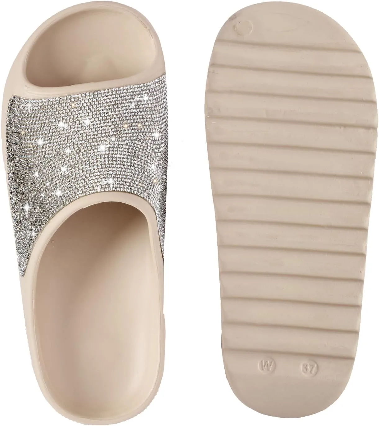 Fashion Crystal Slides for Women Summer Bling Sandals for Girls Women's Diamond Slippers with Glitter