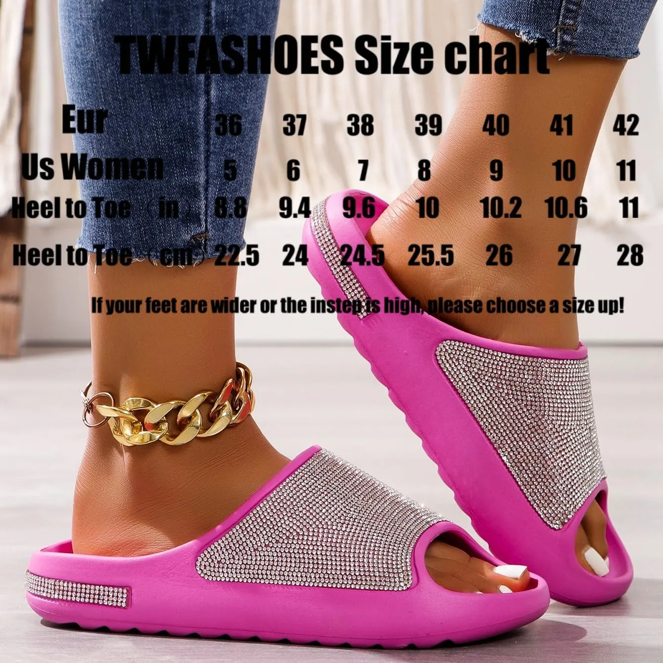 Fashion Crystal Slides for Women Summer Bling Sandals for Girls Women's Diamond Slippers with Glitter