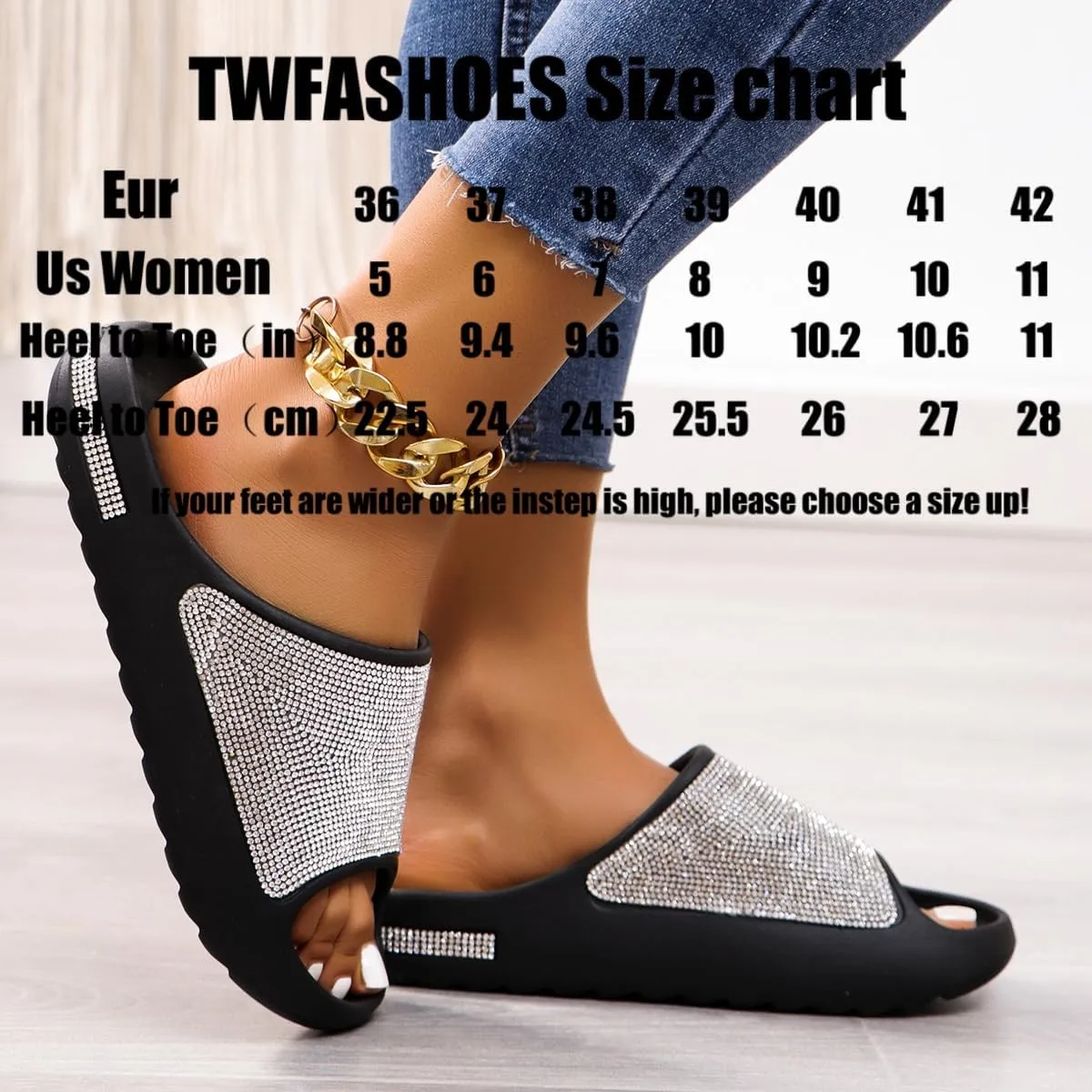Fashion Crystal Slides for Women Summer Bling Sandals for Girls Women's Diamond Slippers with Glitter