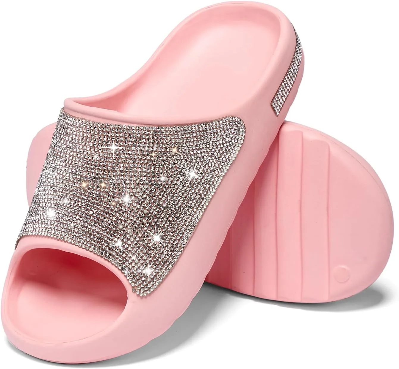Fashion Crystal Slides for Women Summer Bling Sandals for Girls Women's Diamond Slippers with Glitter