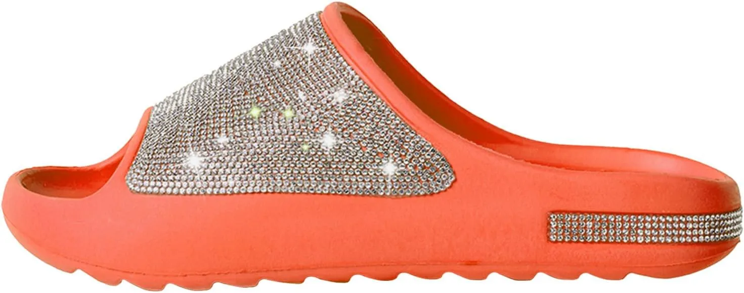 Fashion Crystal Slides for Women Summer Bling Sandals for Girls Women's Diamond Slippers with Glitter
