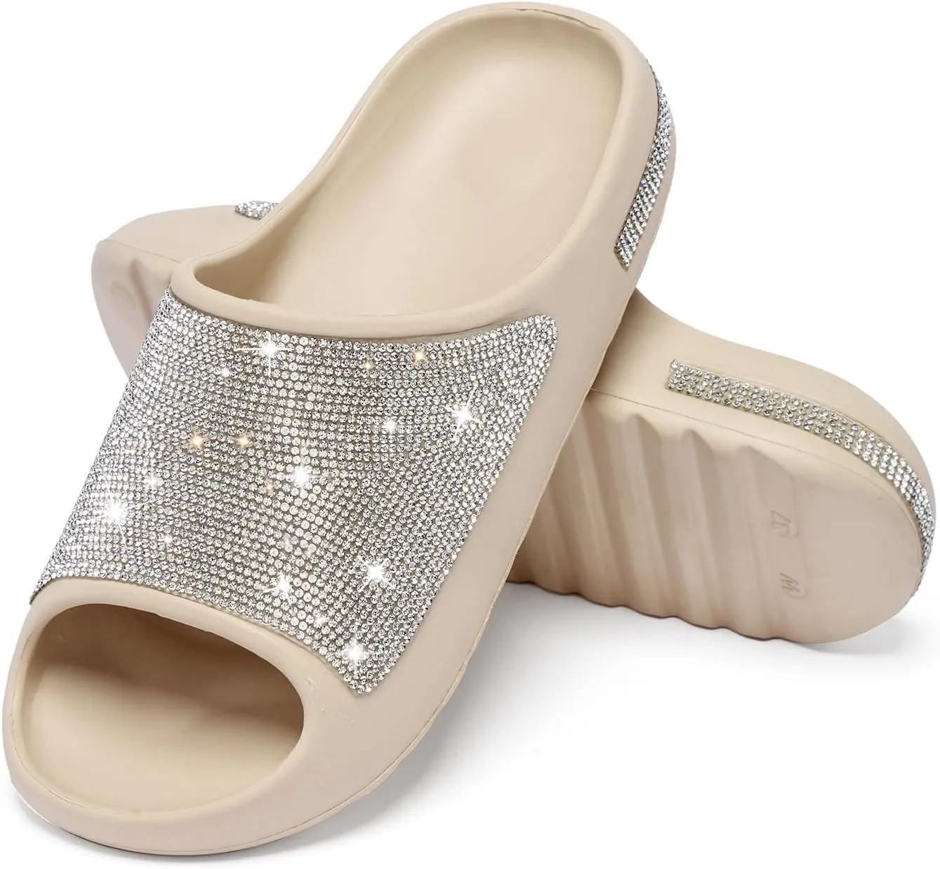 Fashion Crystal Slides for Women Summer Bling Sandals for Girls Women's Diamond Slippers with Glitter
