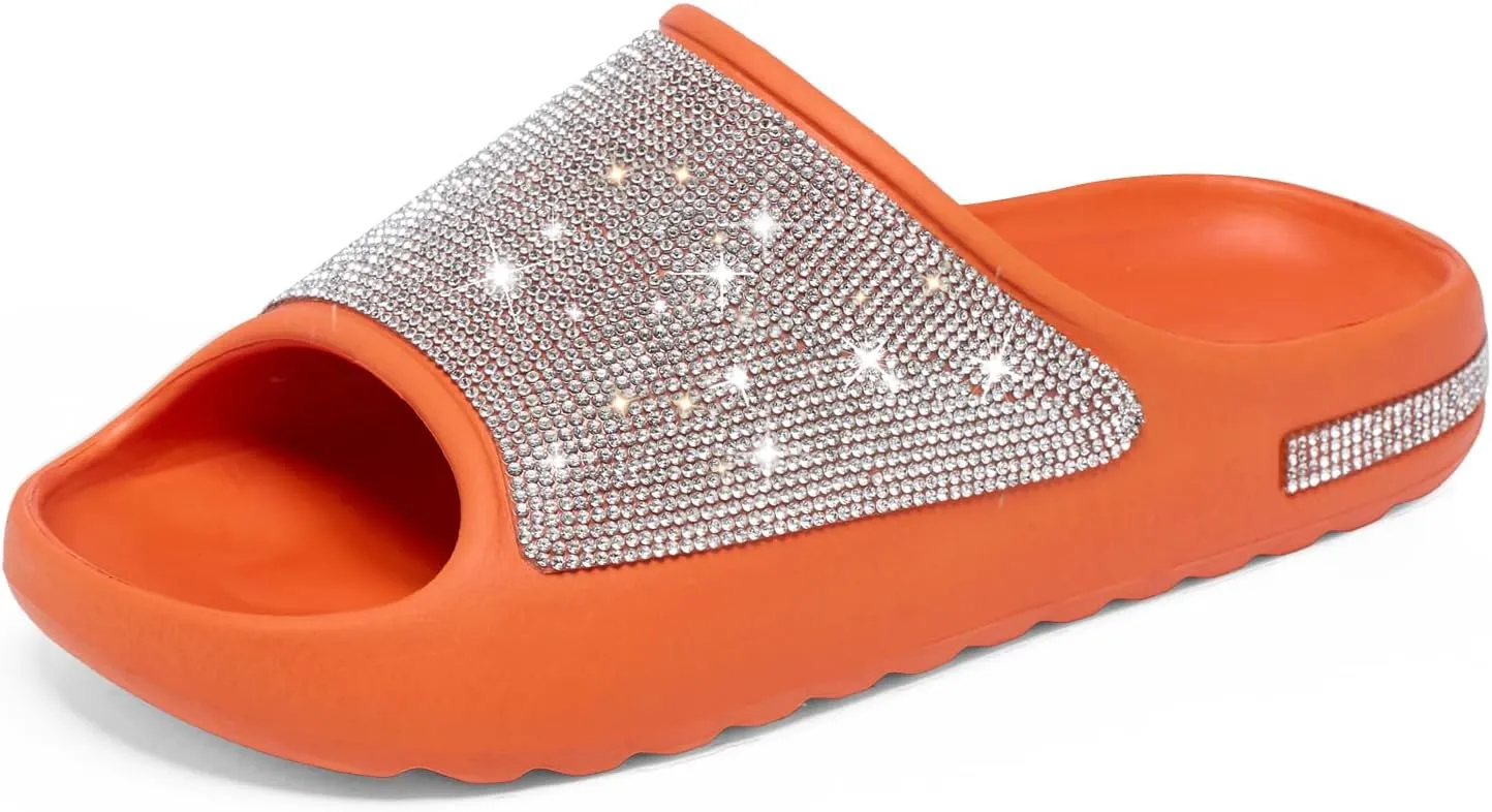 Fashion Crystal Slides for Women Summer Bling Sandals for Girls Women's Diamond Slippers with Glitter