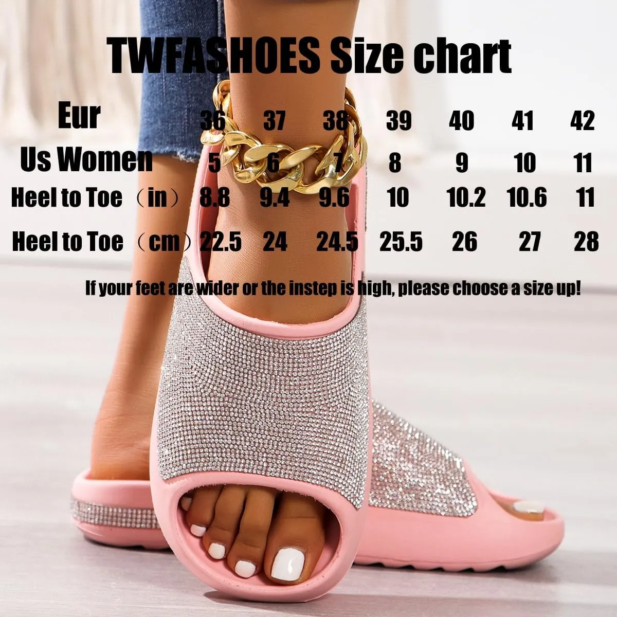 Fashion Crystal Slides for Women Summer Bling Sandals for Girls Women's Diamond Slippers with Glitter