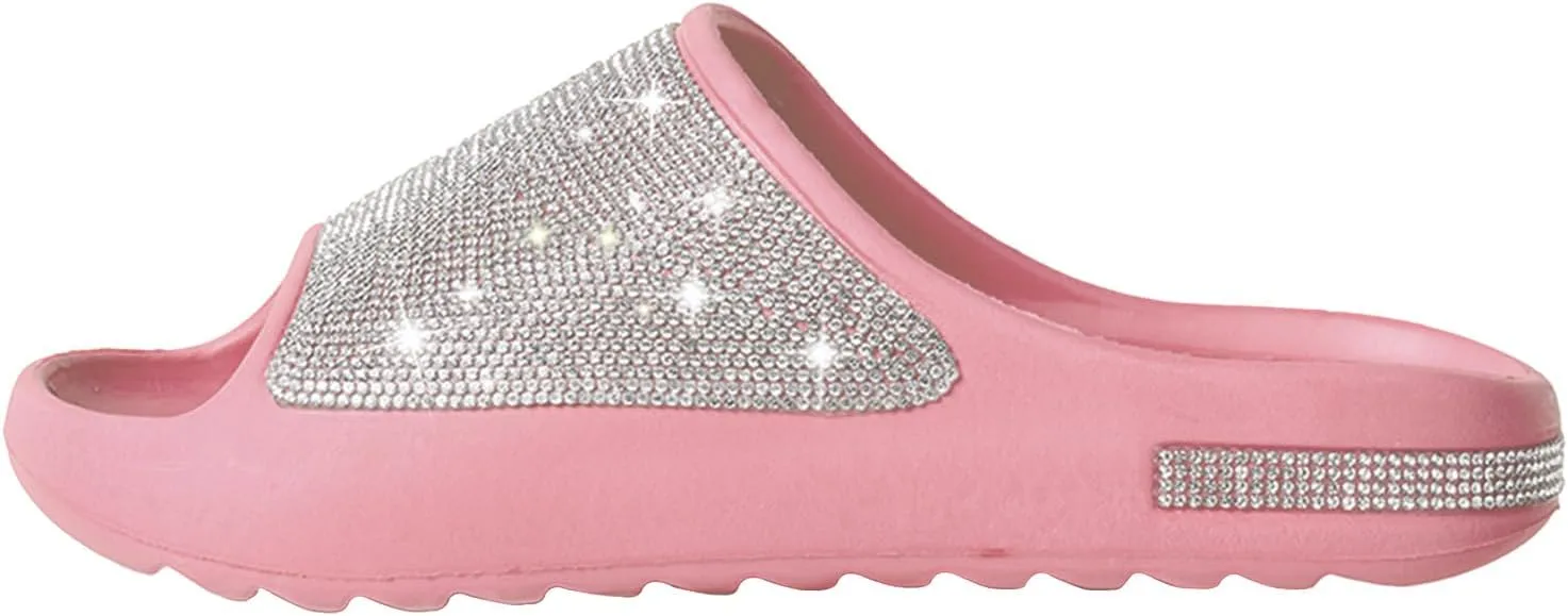 Fashion Crystal Slides for Women Summer Bling Sandals for Girls Women's Diamond Slippers with Glitter