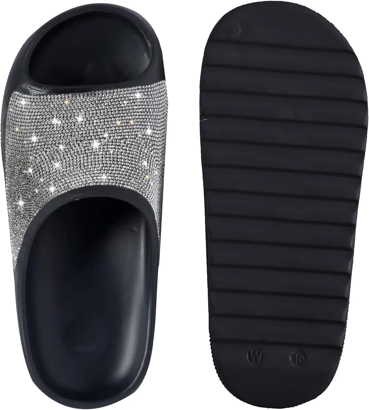 Fashion Crystal Slides for Women Summer Bling Sandals for Girls Women's Diamond Slippers with Glitter