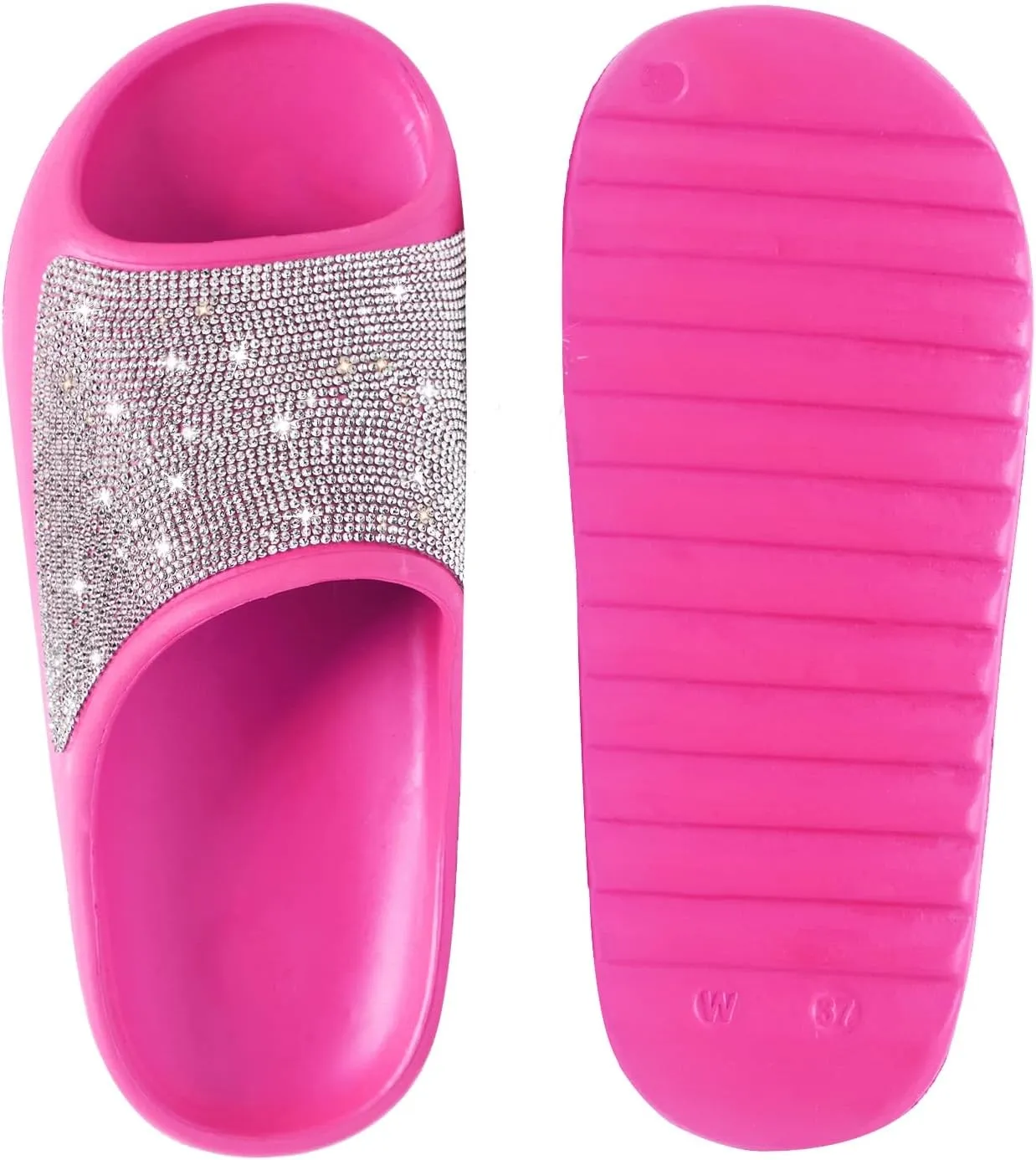 Fashion Crystal Slides for Women Summer Bling Sandals for Girls Women's Diamond Slippers with Glitter