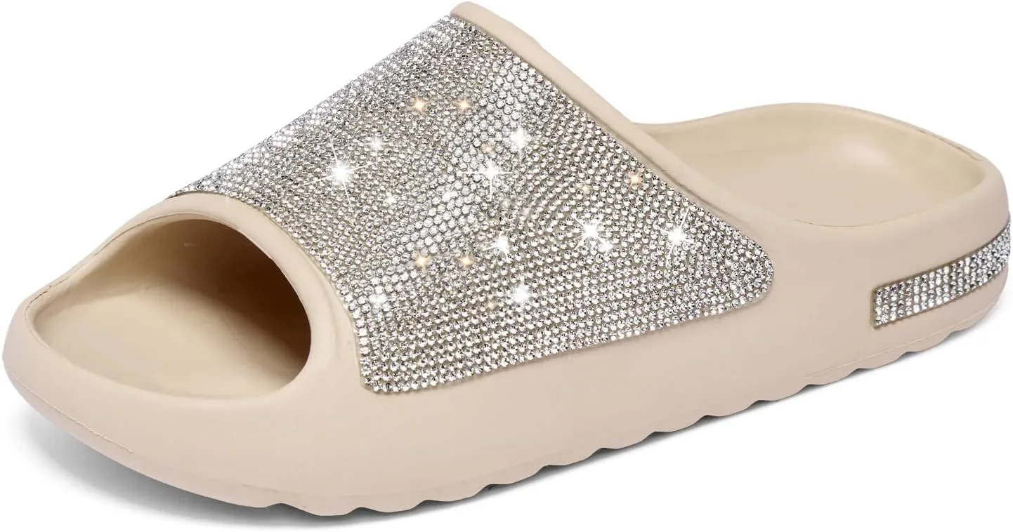 Fashion Crystal Slides for Women Summer Bling Sandals for Girls Women's Diamond Slippers with Glitter