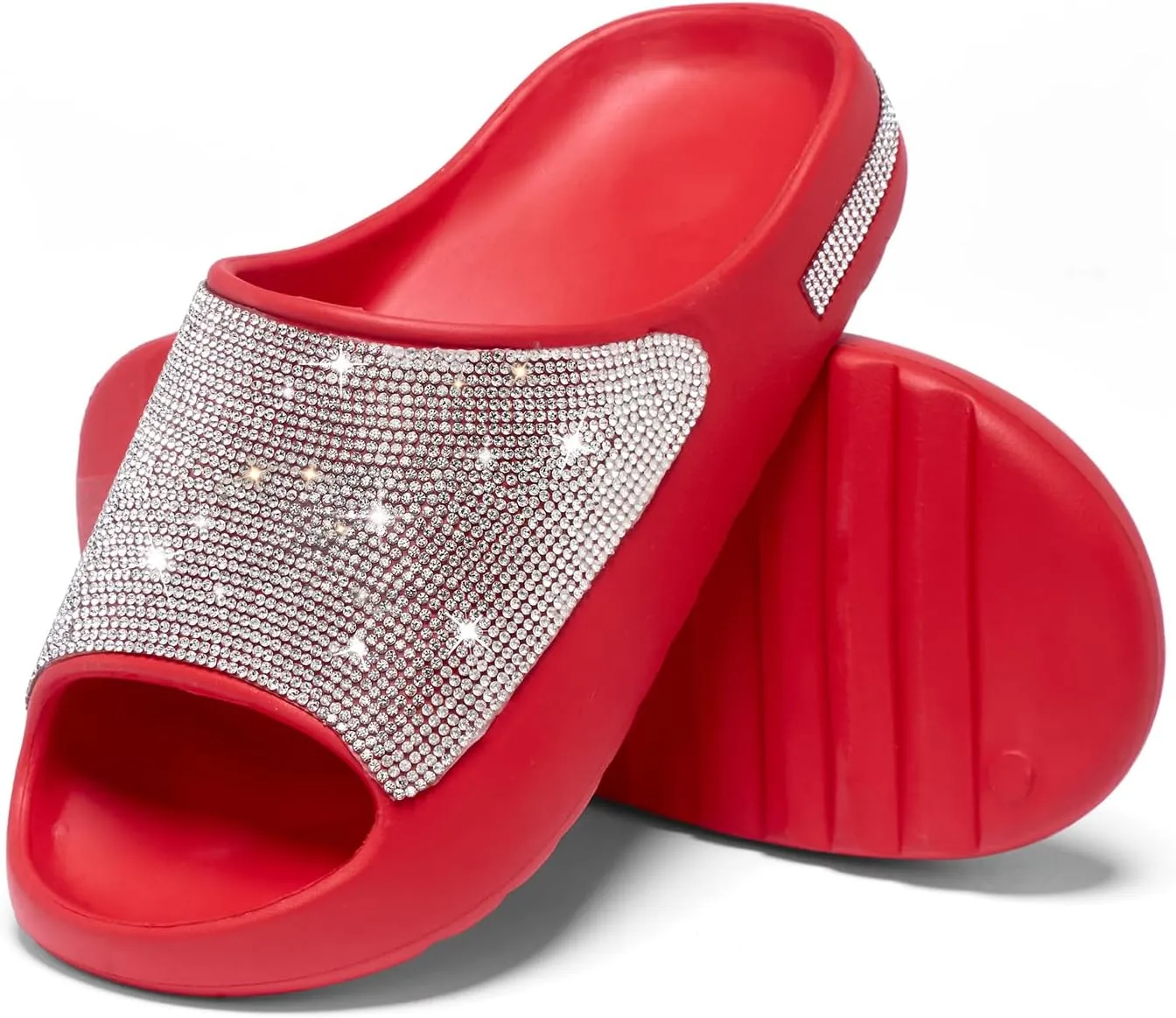Fashion Crystal Slides for Women Summer Bling Sandals for Girls Women's Diamond Slippers with Glitter