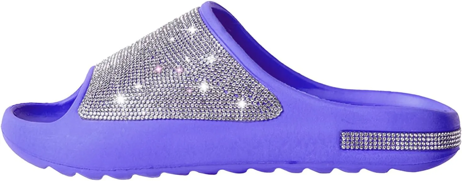 Fashion Crystal Slides for Women Summer Bling Sandals for Girls Women's Diamond Slippers with Glitter